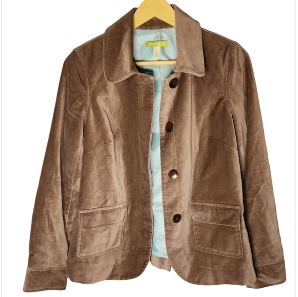 Sigrid Olsen Velvet Lined Jacket Blazer Button Up Size Small Taupe Boho Neutral - Picture 7 of 7